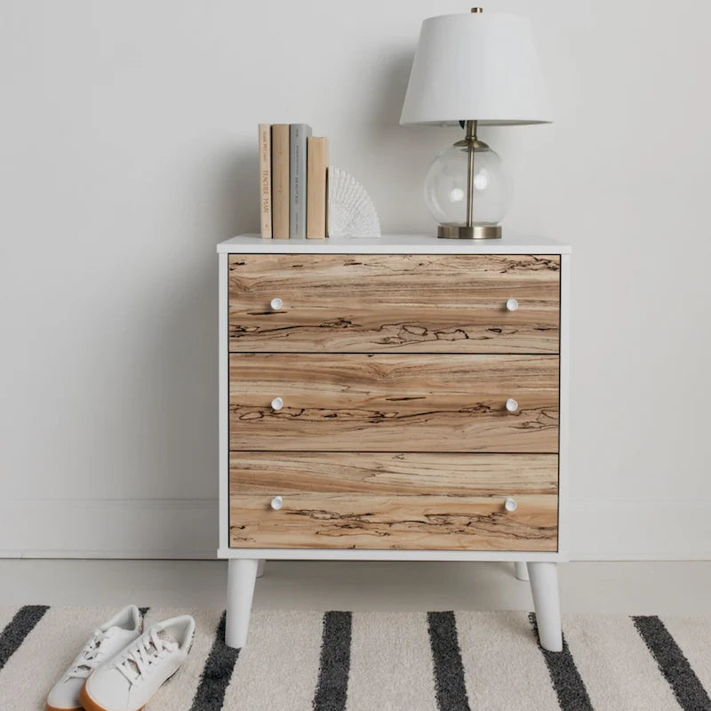 Cassettiera bicolore con cassetti a scorrimento fluido