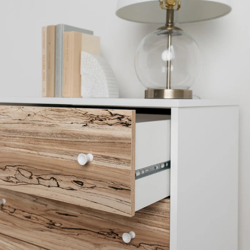 Cassettiera bicolore con cassetti a scorrimento fluido