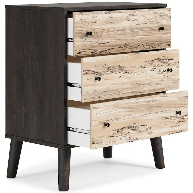 Cassettiera bicolore con cassetti a scorrimento fluido