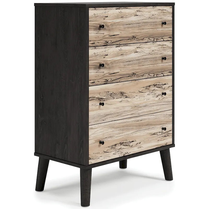 Cassettiera bicolore con cassetti a scorrimento fluido