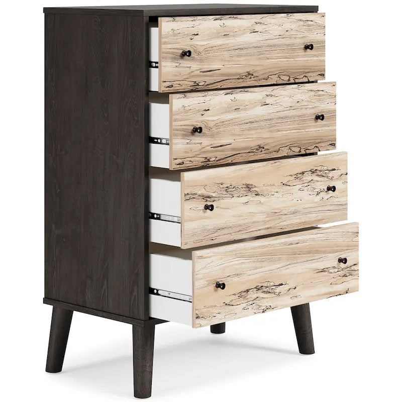 Cassettiera bicolore con cassetti a scorrimento fluido