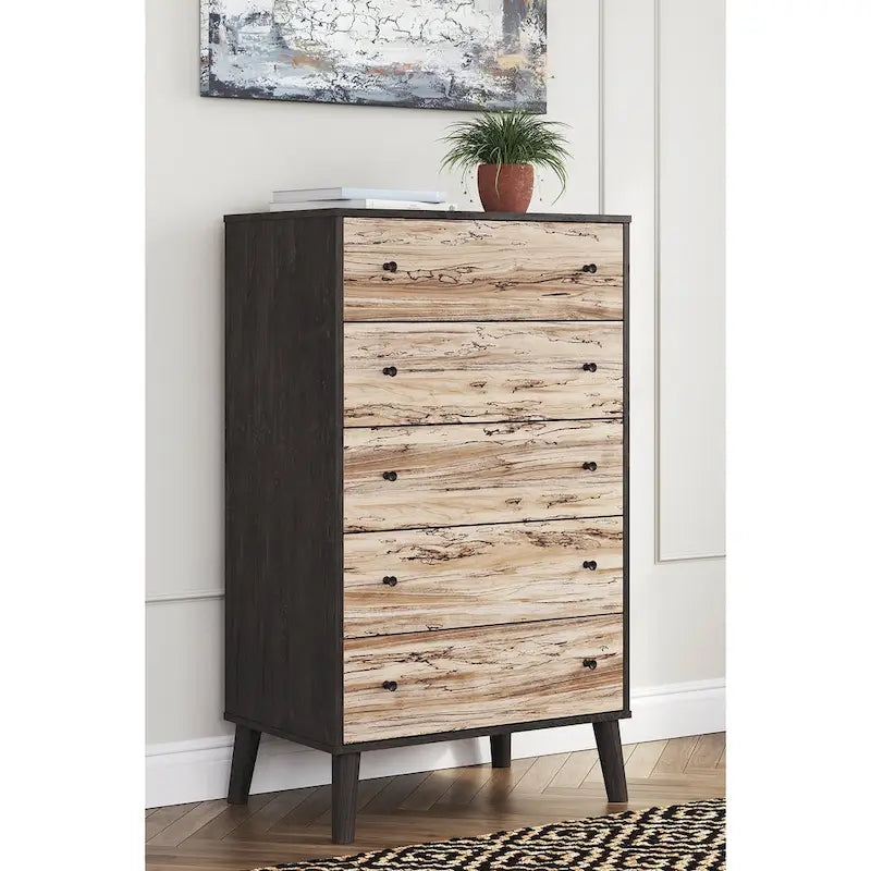 Cassettiera bicolore con cassetti a scorrimento fluido