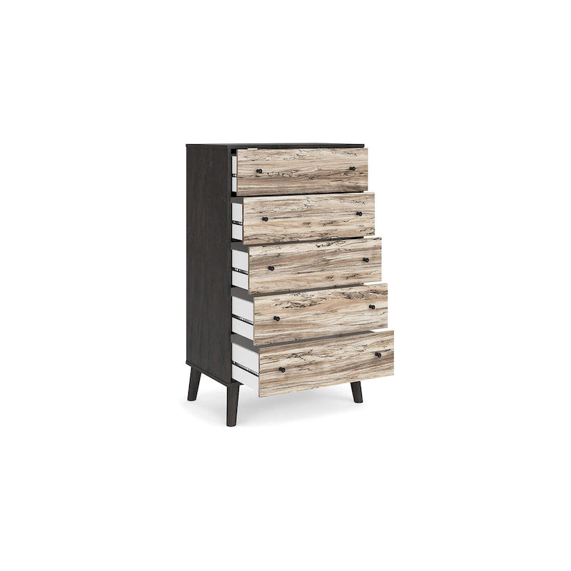 Cassettiera bicolore con cassetti a scorrimento fluido