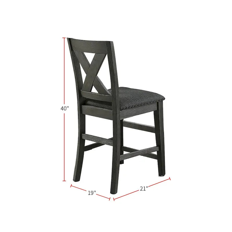 Sedie da pranzo altezza bancone con schienale a X, set da 2 – Grigio scuro