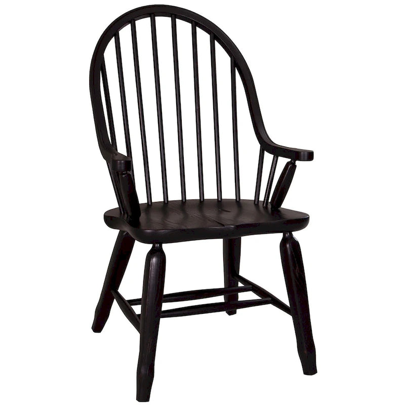 Sedia con braccioli e schienale arcuato – Finitura nera rustica