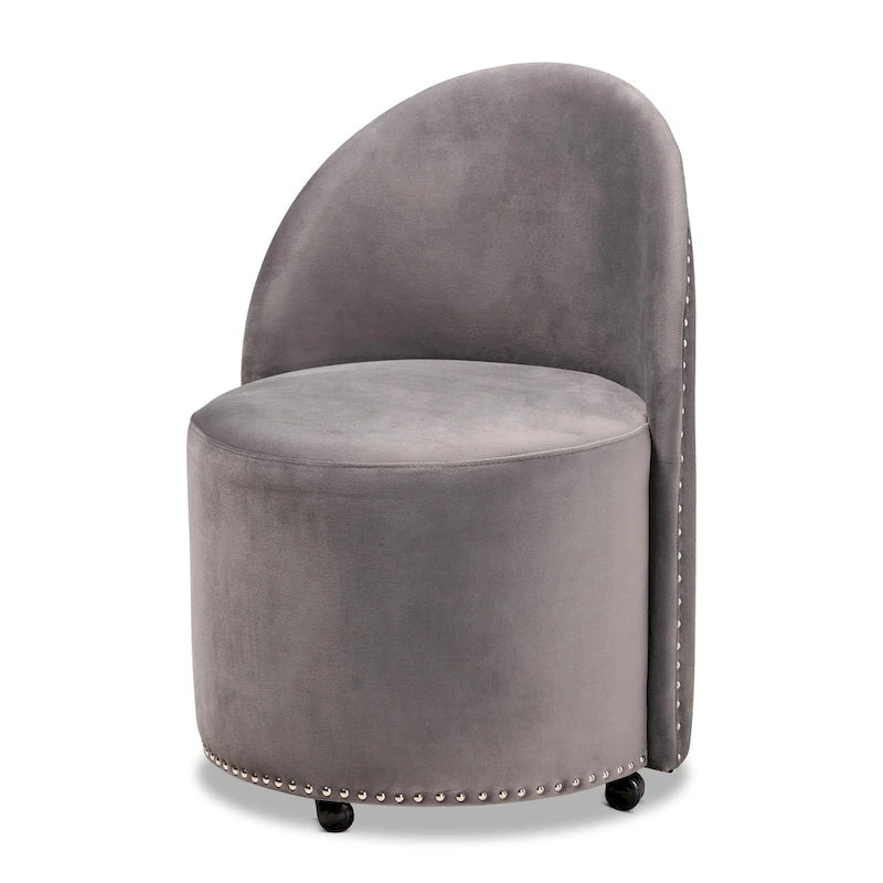 Poltrona accentata Glam Velvet Rolling con ruote piroettanti