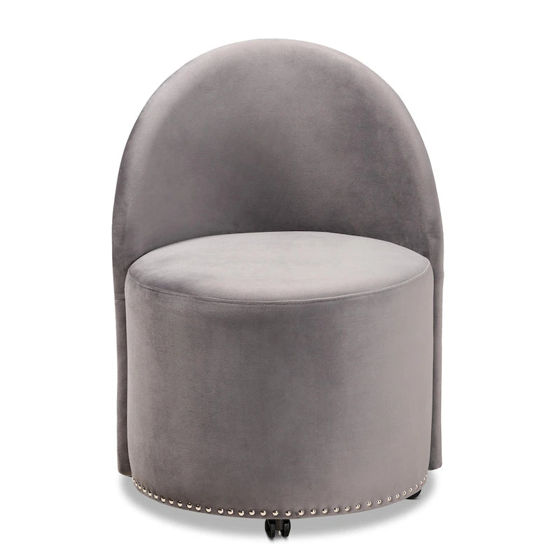 Poltrona accentata Glam Velvet Rolling con ruote piroettanti