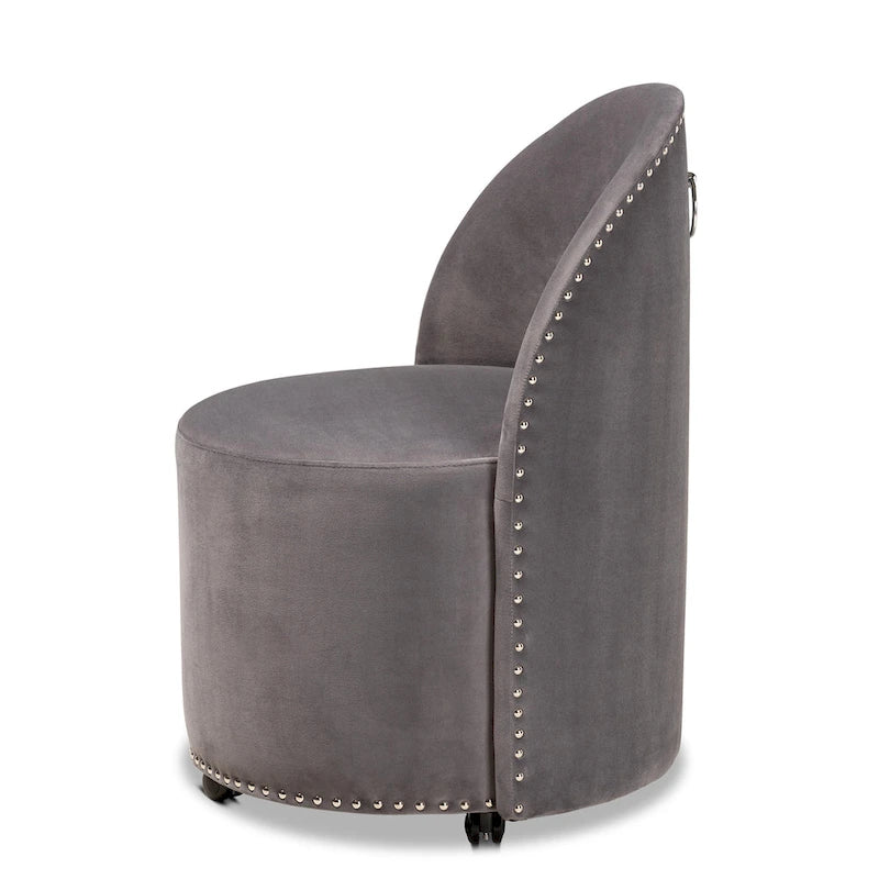 Poltrona accentata Glam Velvet Rolling con ruote piroettanti