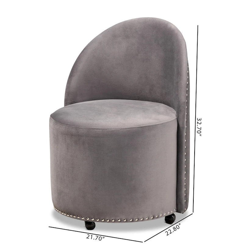 Poltrona accentata Glam Velvet Rolling con ruote piroettanti