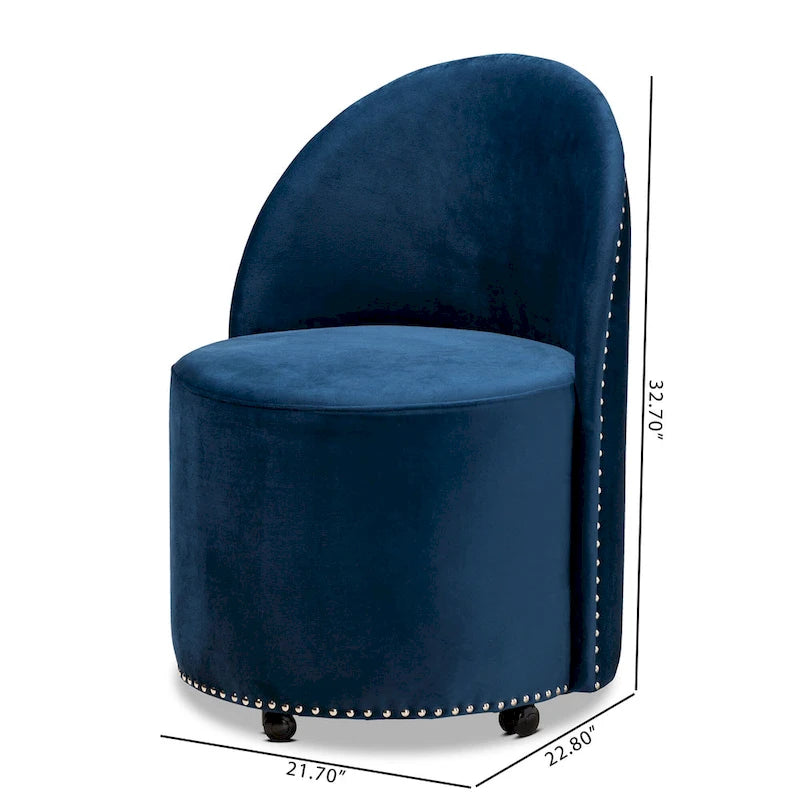 Poltrona accentata Glam Velvet Rolling con ruote piroettanti
