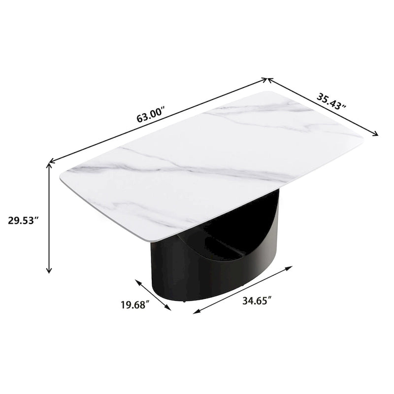 Tavolo da Pranzo Rettangolare da 160 cm con Piano in Pietra Sinterizzata