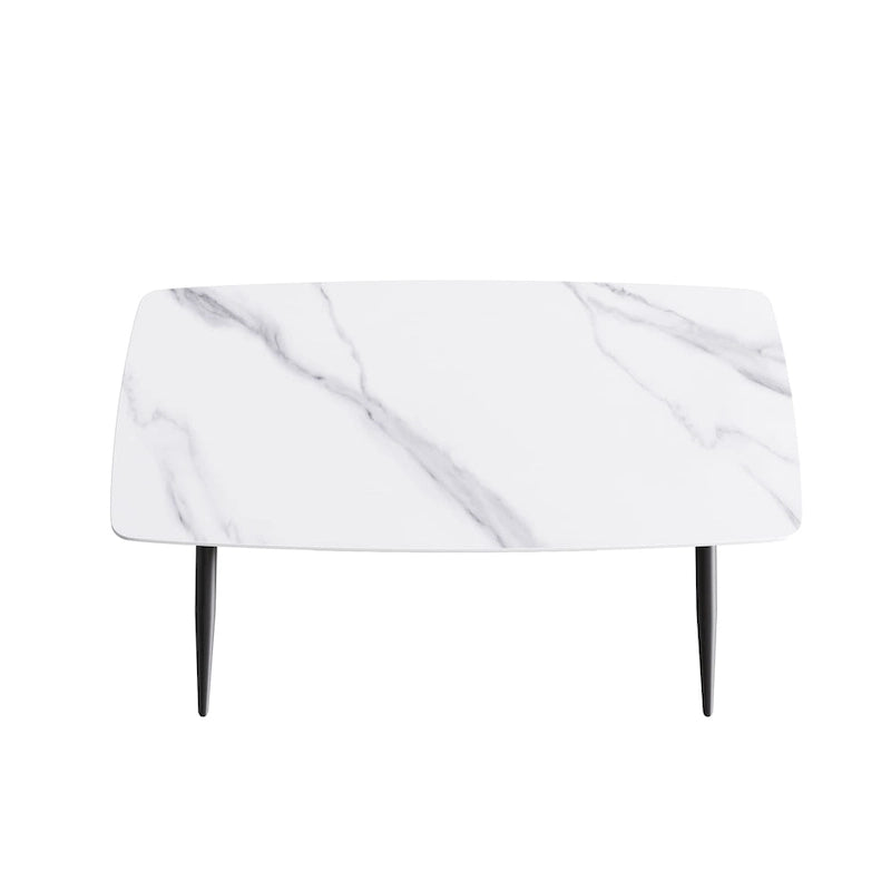 Tavolo da Pranzo Rettangolare da 160 cm con Piano in Pietra Sinterizzata