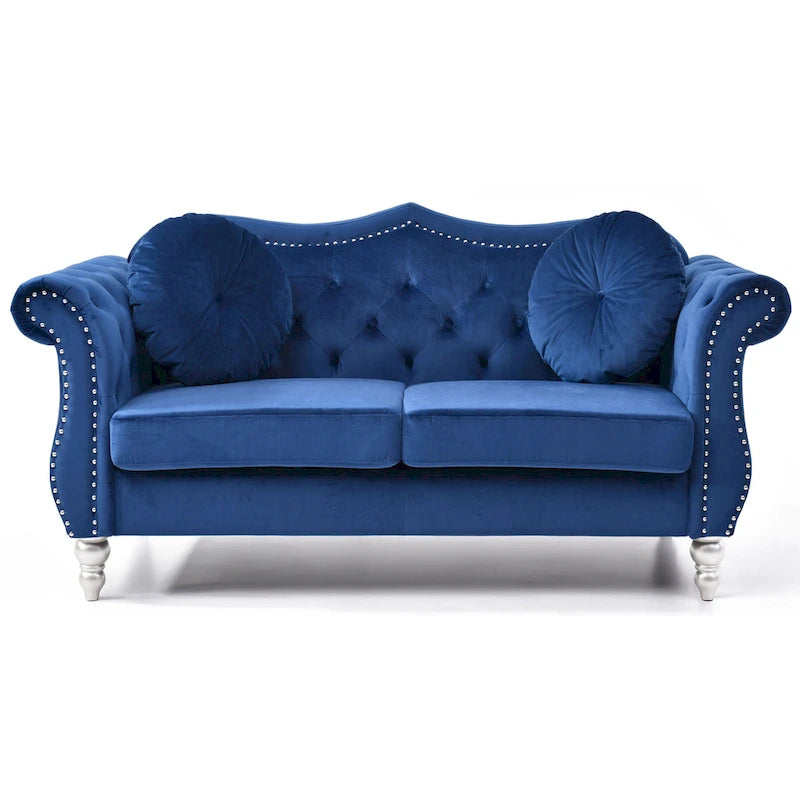 Divanetto in velluto con borchie decorative
