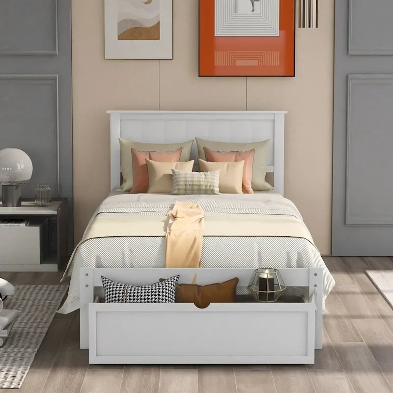 Letto a piattaforma con cassetto sotto il letto