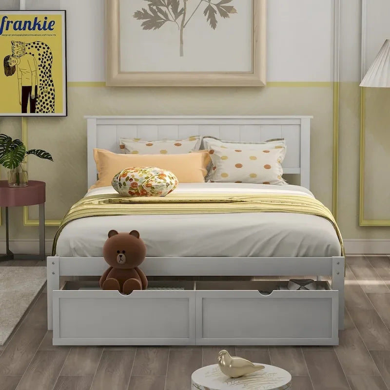 Letto a piattaforma con cassetto sotto il letto