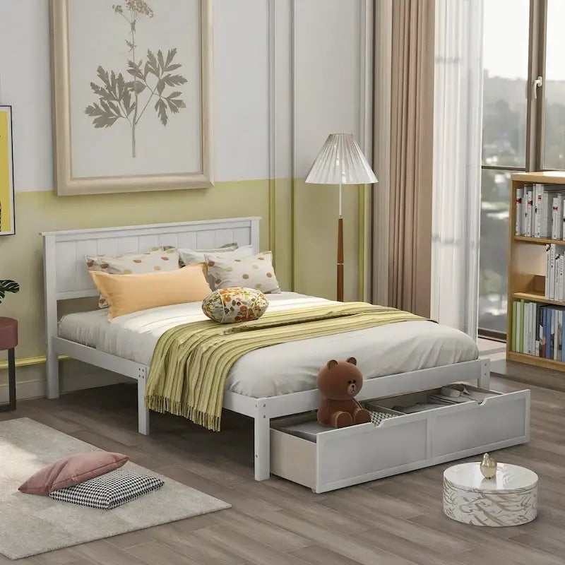 Letto a piattaforma con cassetto sotto il letto