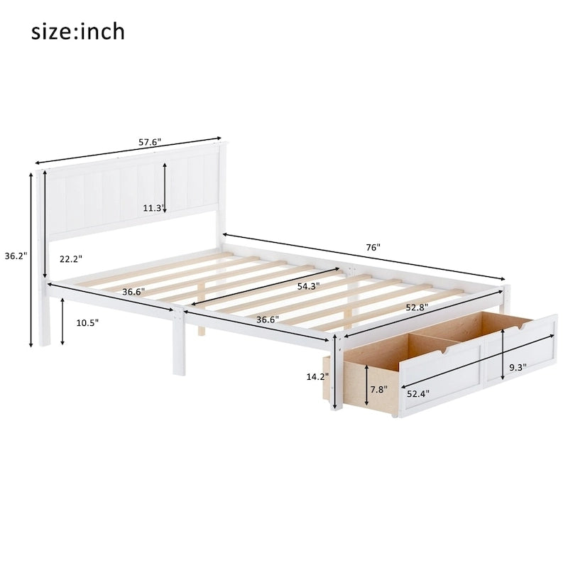 Letto a piattaforma con cassetto sotto il letto