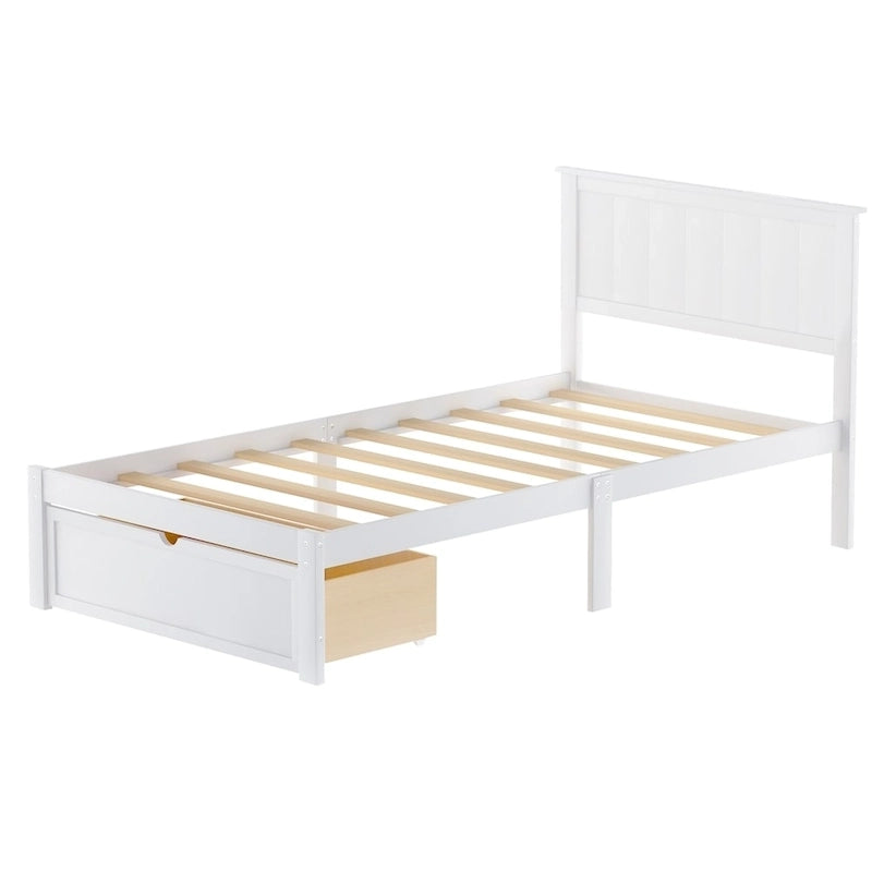 Letto a piattaforma con cassetto sotto il letto
