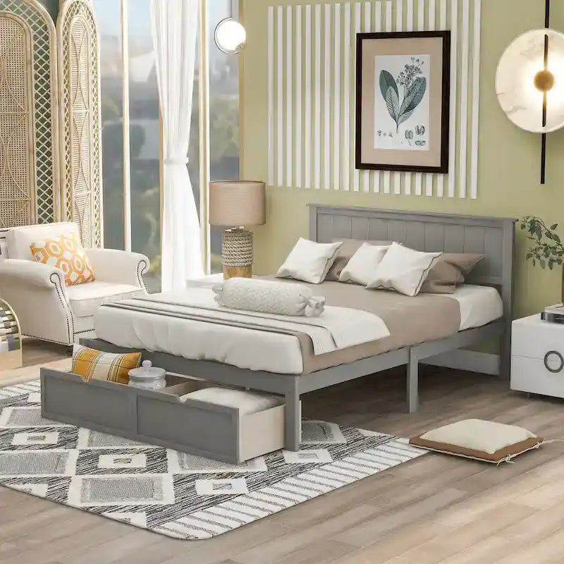 Letto a piattaforma con cassetto sotto il letto