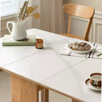 GDFStudio Agatha moderne massief houten klaptafel voor 4-6 personen met blad van natuursteen