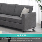 Divano angolare a L con 3 cuscini, rivestimento in poliestere grigio, 91" x 91"