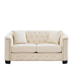 Divano Chesterfield in velluto da 150 cm — 2 posti con schienale capitonné e braccioli con borchie