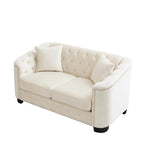 Divano Chesterfield in velluto da 150 cm — 2 posti con schienale capitonné e braccioli con borchie