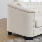 Divano Chesterfield in velluto da 150 cm — 2 posti con schienale capitonné e braccioli con borchie