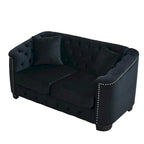 Divano Chesterfield in velluto da 150 cm — 2 posti con schienale capitonné e braccioli con borchie