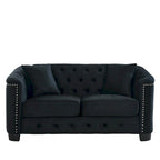 Divano Chesterfield in velluto da 150 cm — 2 posti con schienale capitonné e braccioli con borchie