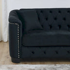 Divano Chesterfield in velluto da 150 cm — 2 posti con schienale capitonné e braccioli con borchie