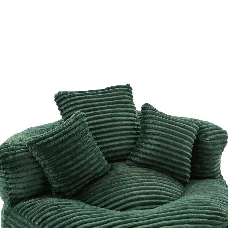 Sofa typu bean bag dla dorosłych i dzieci, duży fotel typu bean bag z sztruksu, 3 poduszkami i podłokietnikami do salonu lub sypialni