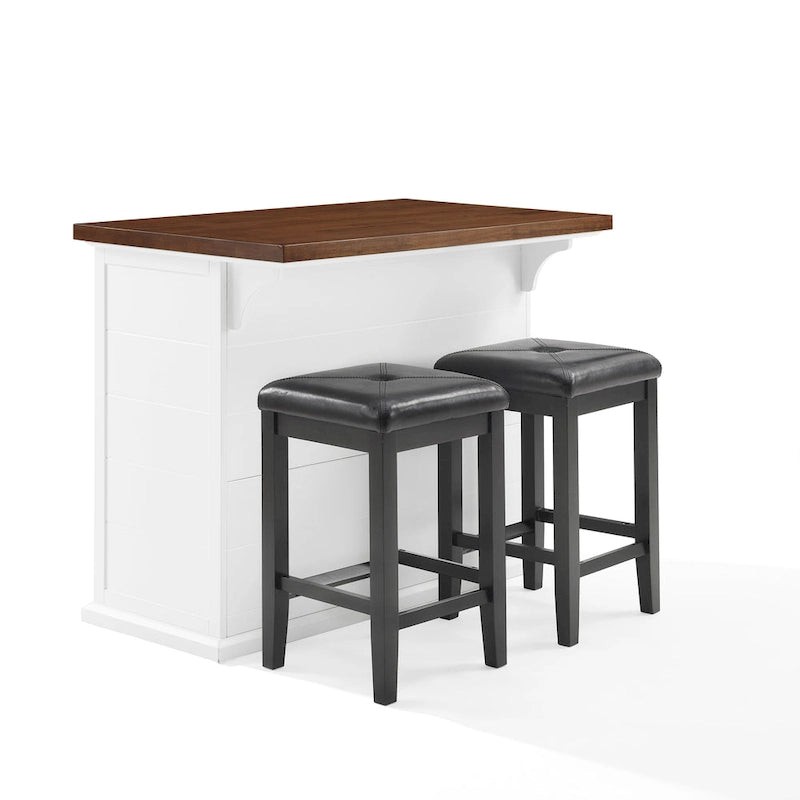 Isola da cucina in stile rustico moderno con piano in legno e posti a sedere