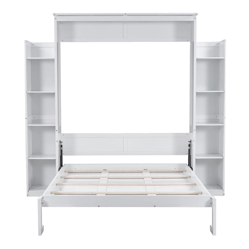 Letto a muro a scomparsa "Queen Size" con mensole e luci a LED