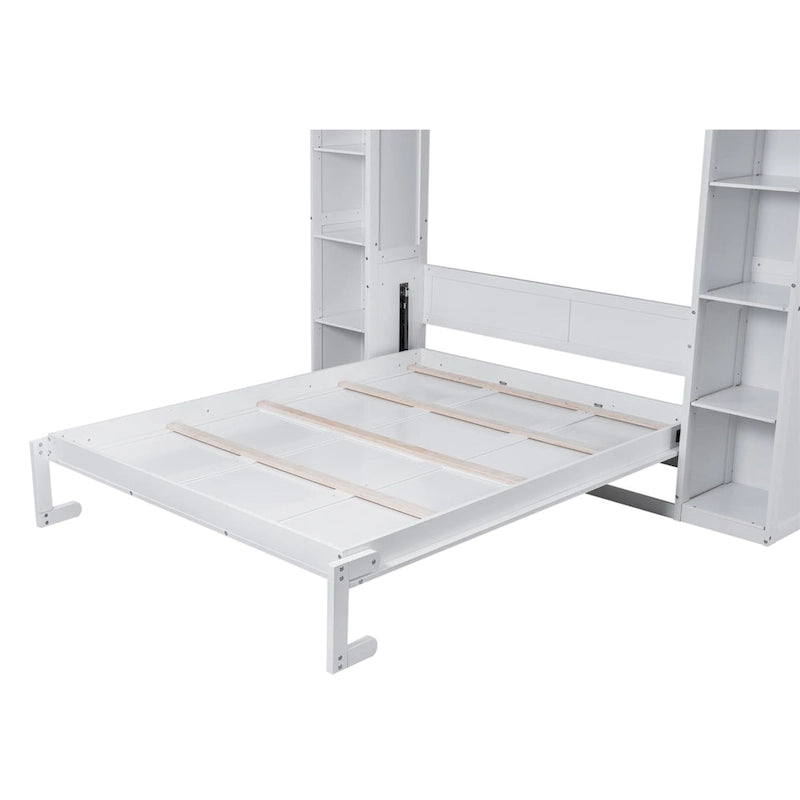 Letto a muro a scomparsa "Queen Size" con mensole e luci a LED