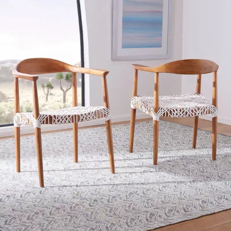 Poltrona con accenti in pelle intrecciata – 63,5 cm L x 53,3 cm P x 78,7 cm A