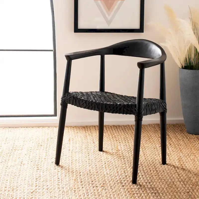 Poltrona con accenti in pelle intrecciata – 63,5 cm L x 53,3 cm P x 78,7 cm A