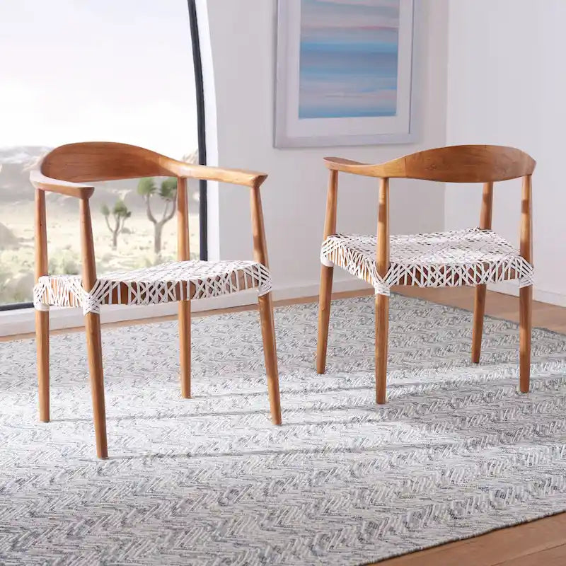 Poltrona con accenti in pelle intrecciata – 63,5 cm L x 53,3 cm P x 78,7 cm A