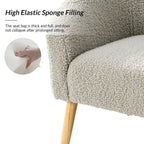 Moderne Sheila-fauteuil van bouclé met een breedte van 30 W en poten van massief hout, set van 2, van HULALA HOME
