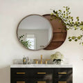 23.6 moderne ronde schuifbare wandspiegel met opbergruimte, ruimtebesparende make-upspiegel voor de badkamer, decoratieve spiegel voor de woonkamer