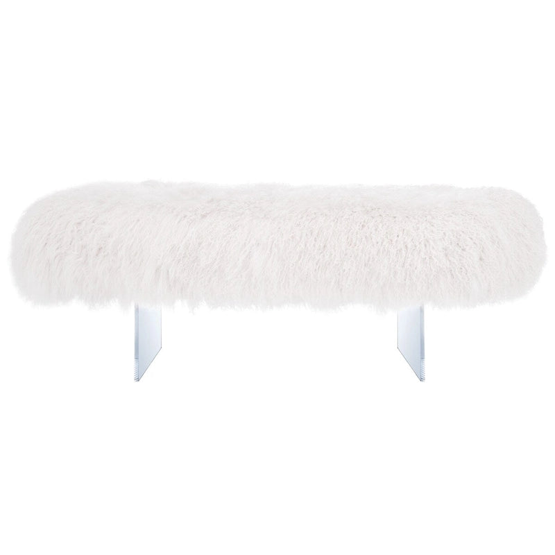 Pouf Gaetane in Pelle di Pecora con Gambe in Acrilico