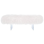 Pouf Gaetane in Pelle di Pecora con Gambe in Acrilico