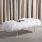 Pouf Gaetane in Pelle di Pecora con Gambe in Acrilico
