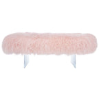 Pouf Gaetane in Pelle di Pecora con Gambe in Acrilico