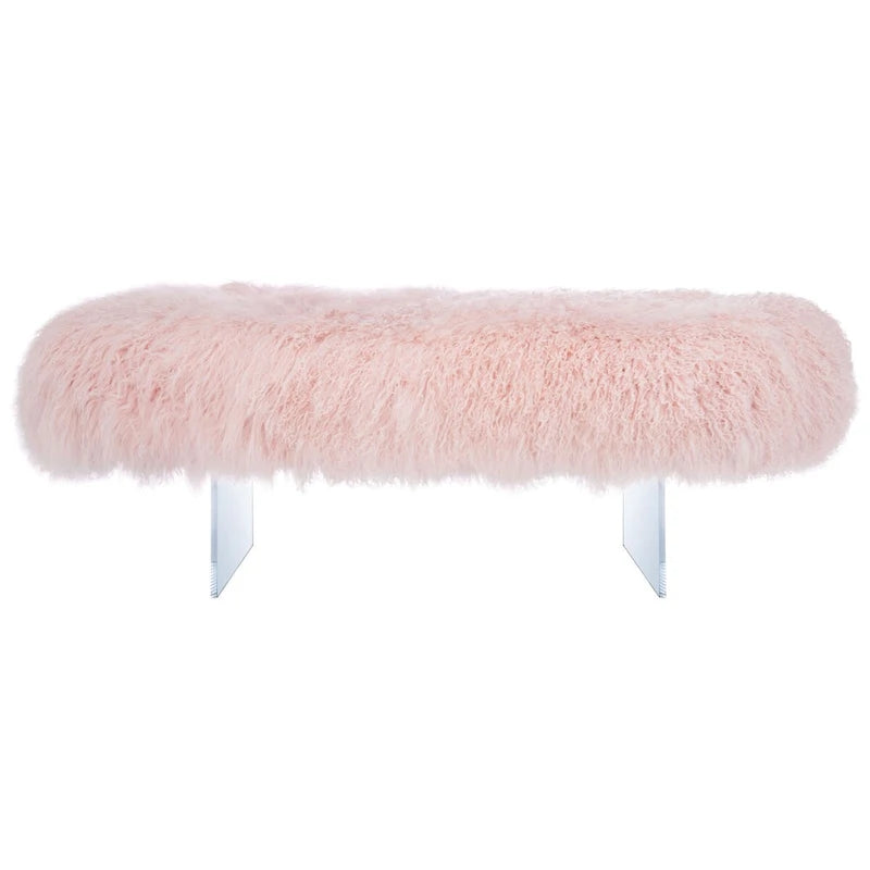 Pouf Gaetane in Pelle di Pecora con Gambe in Acrilico