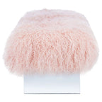 Pouf Gaetane in Pelle di Pecora con Gambe in Acrilico