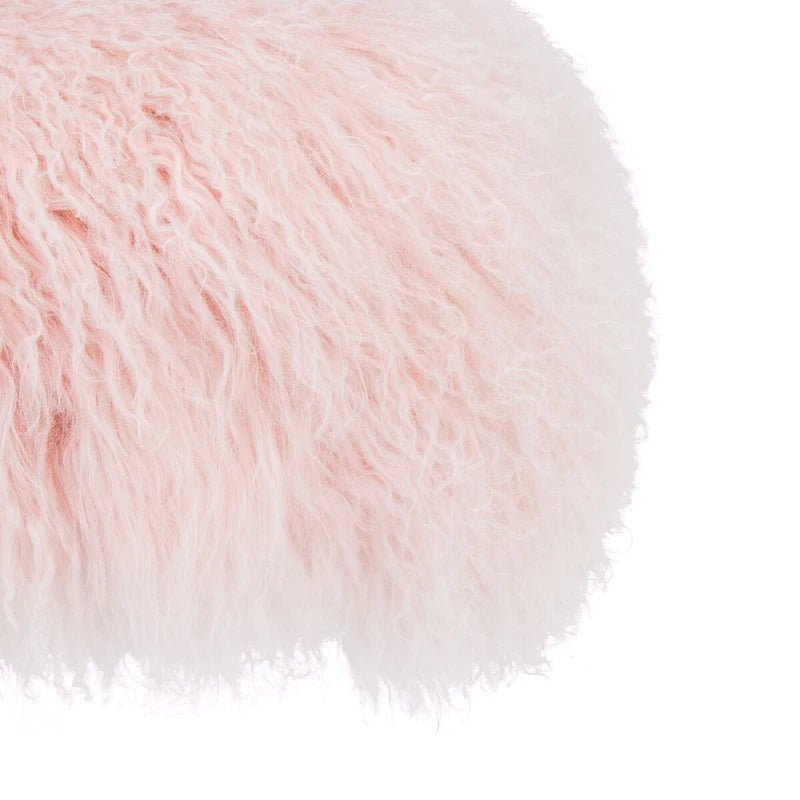 Pouf Gaetane in Pelle di Pecora con Gambe in Acrilico
