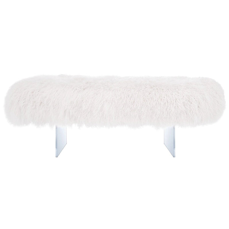 Pouf Gaetane in Pelle di Pecora con Gambe in Acrilico