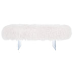Pouf Gaetane in Pelle di Pecora con Gambe in Acrilico