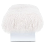 Pouf Gaetane in Pelle di Pecora con Gambe in Acrilico